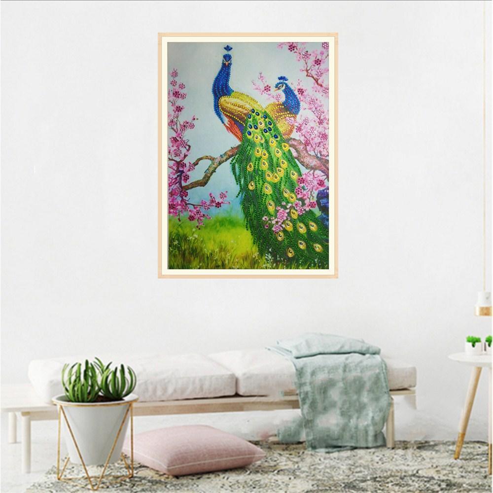 Pfauenpaar - Sonderform Diamond Painting - Diamond Painting