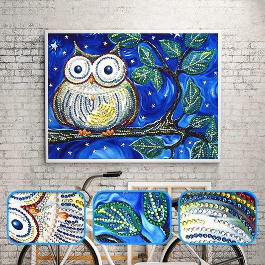 Eule mit großen Augen - Spezial Diamond Painting - Diamond Painting
