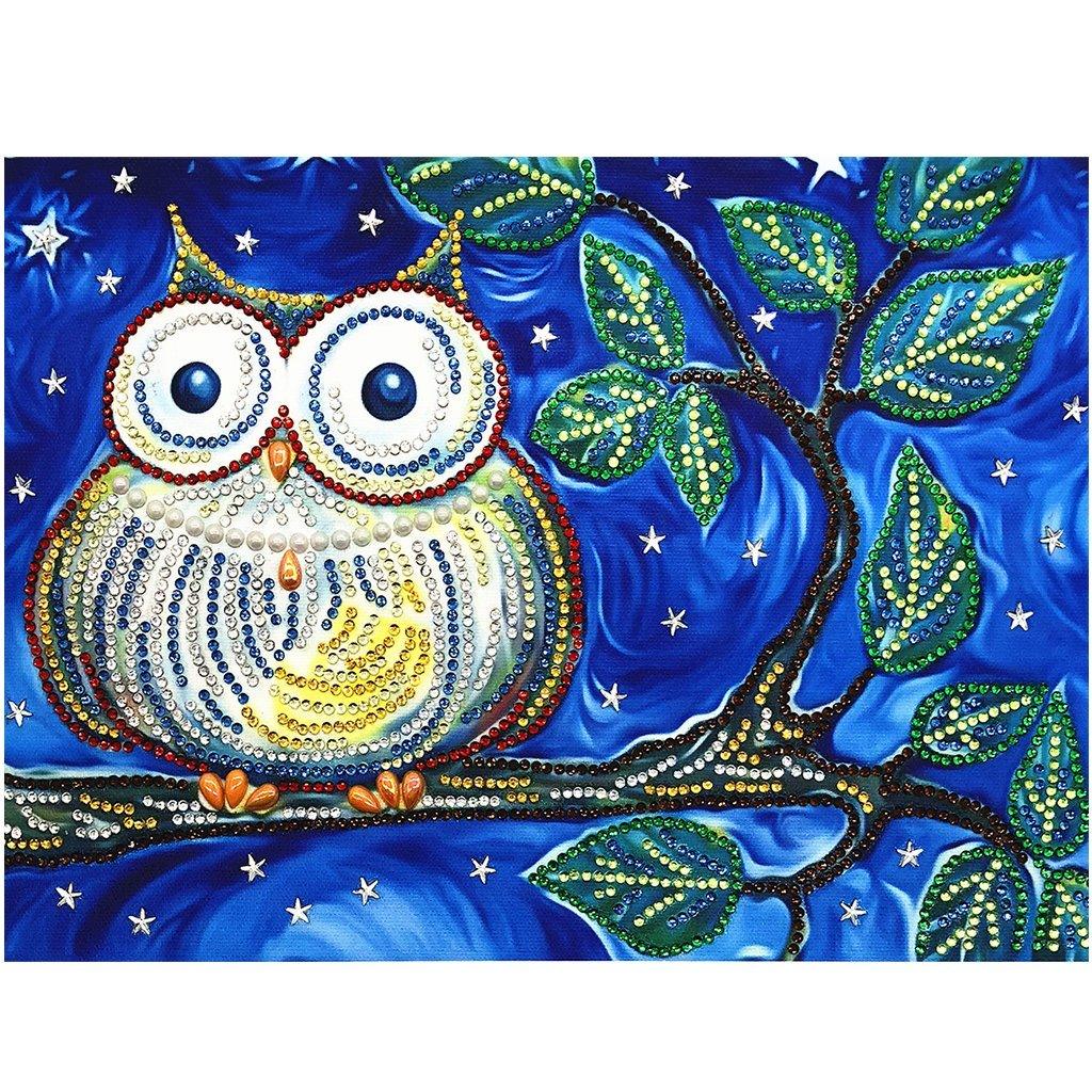 Eule mit großen Augen - Spezial Diamond Painting - Diamond Painting