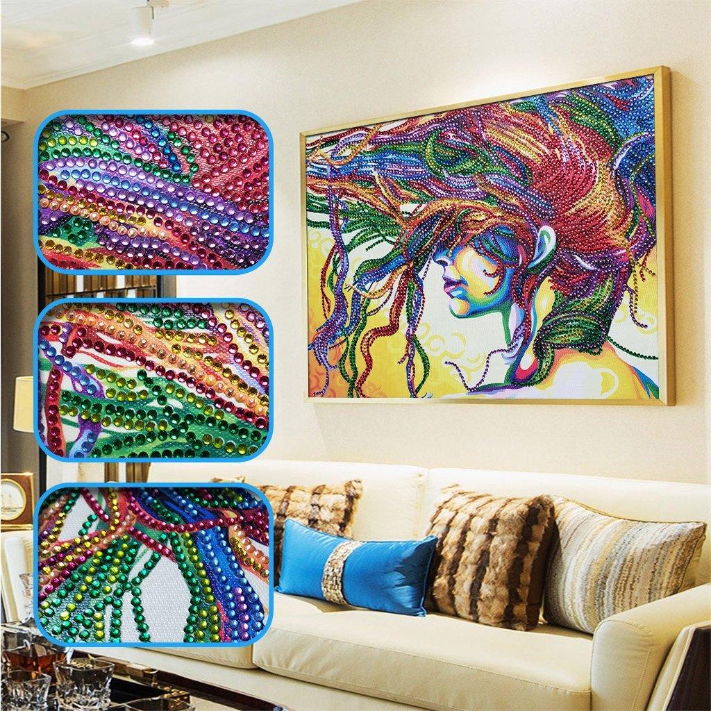 Abstrakte bunte Haar-Frauen - Diamond Painting - Diamond Painting