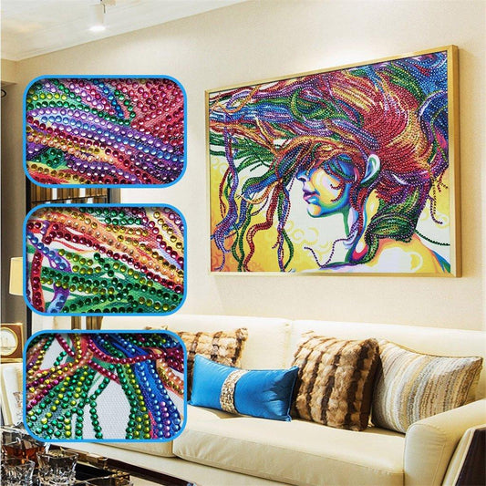 Abstrakte bunte Haar-Frauen - Diamond Painting - Diamond Painting