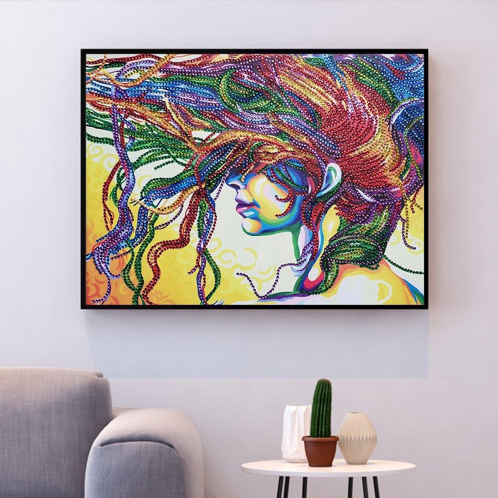 Abstrakte bunte Haar-Frauen - Diamond Painting - Diamond Painting