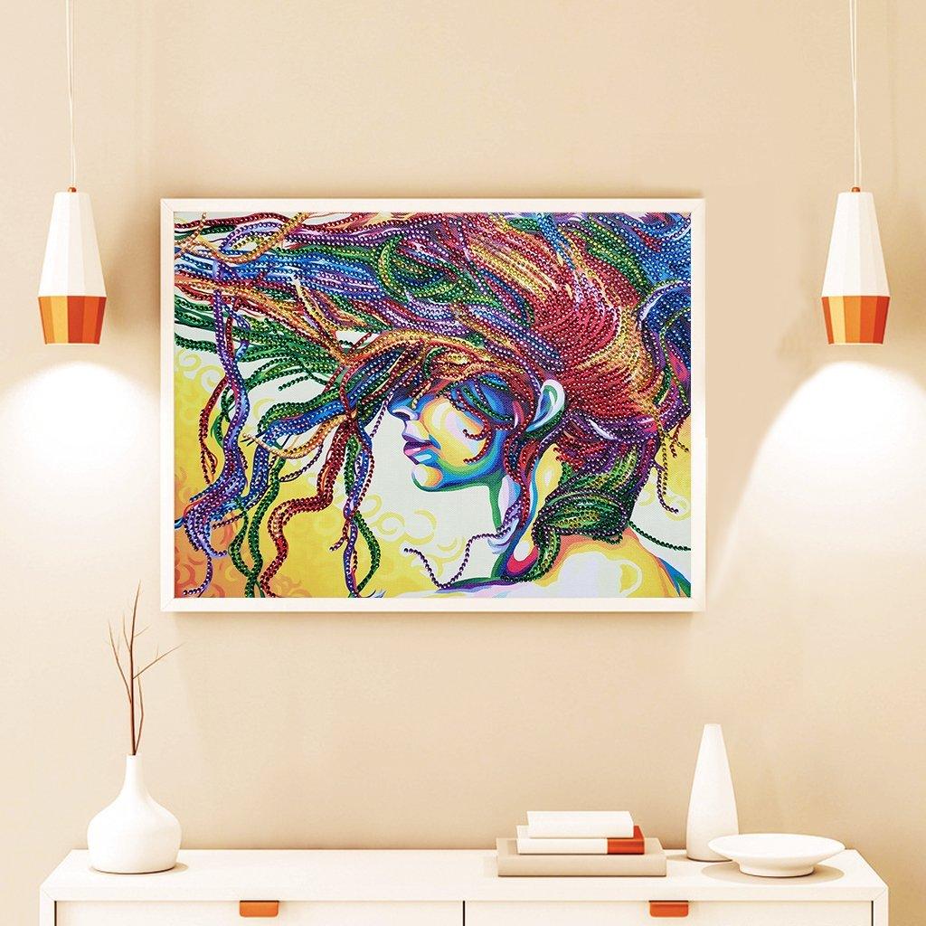 Abstrakte bunte Haar-Frauen - Diamond Painting - Diamond Painting