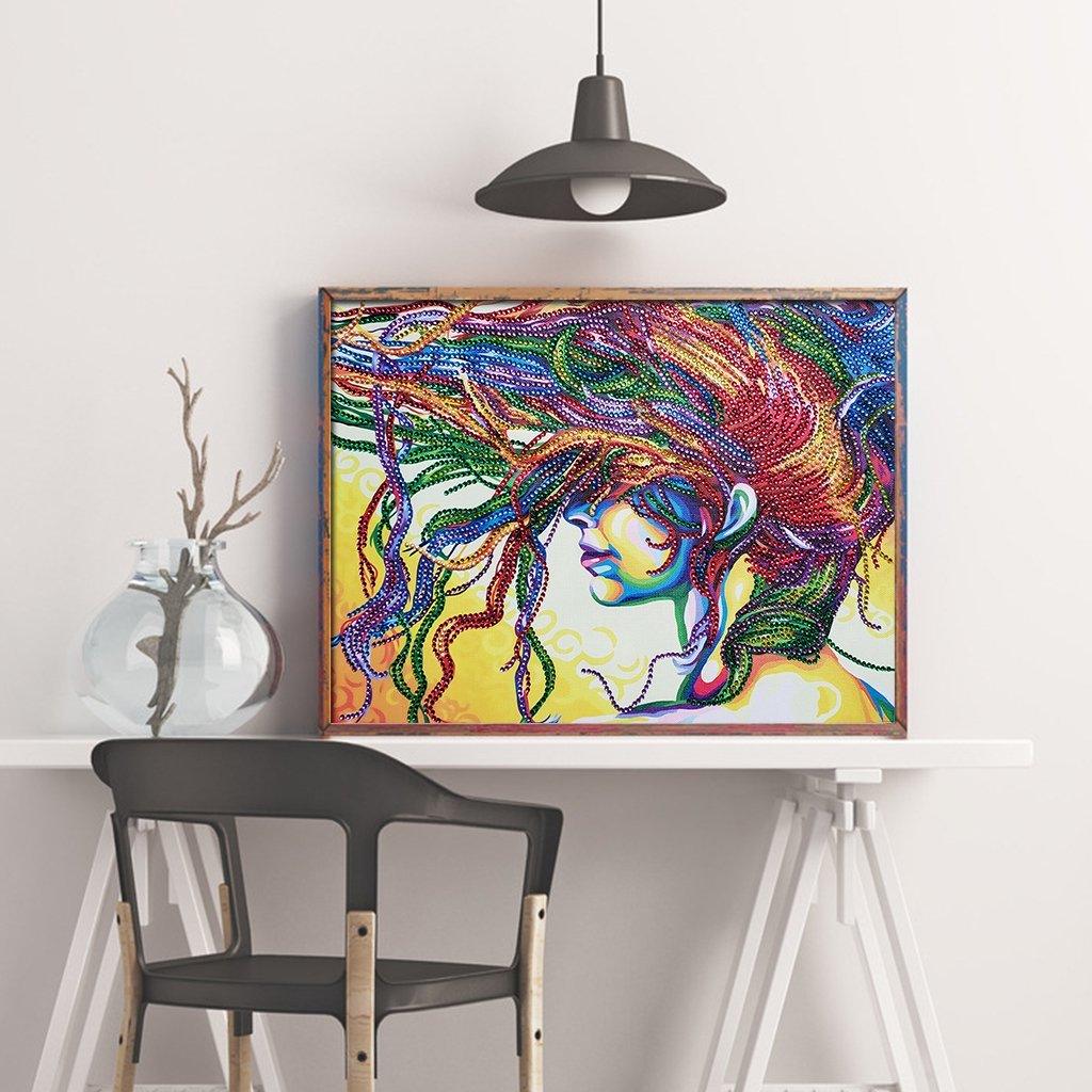 Abstrakte bunte Haar-Frauen - Diamond Painting - Diamond Painting