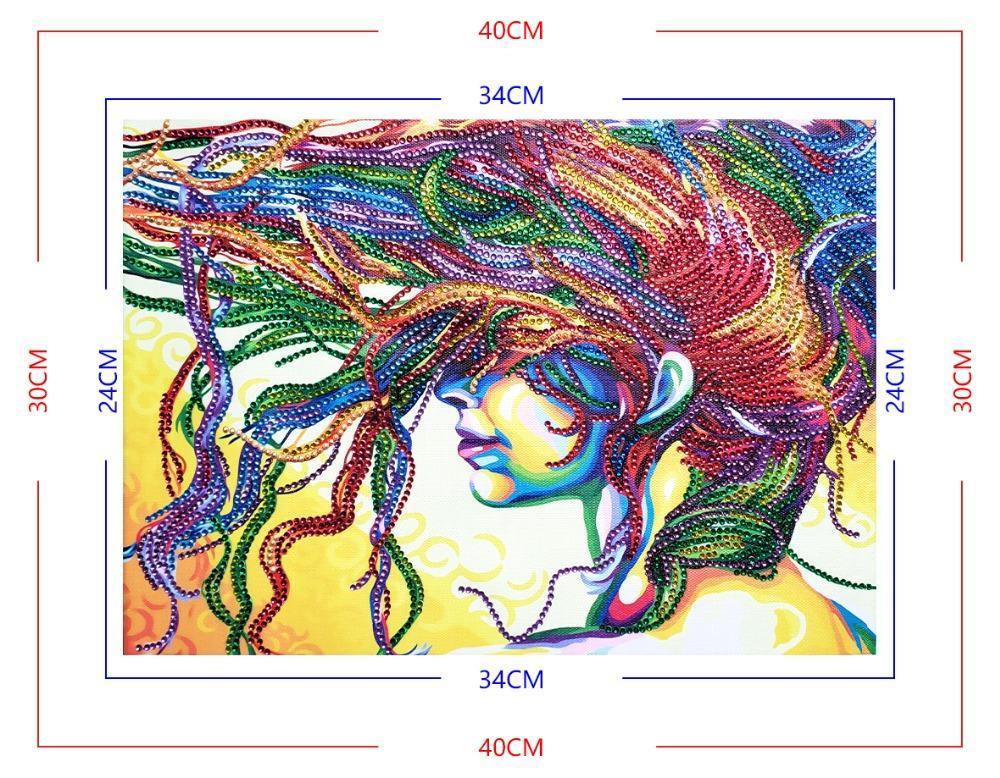 Abstrakte bunte Haar-Frauen - Diamond Painting - Diamond Painting