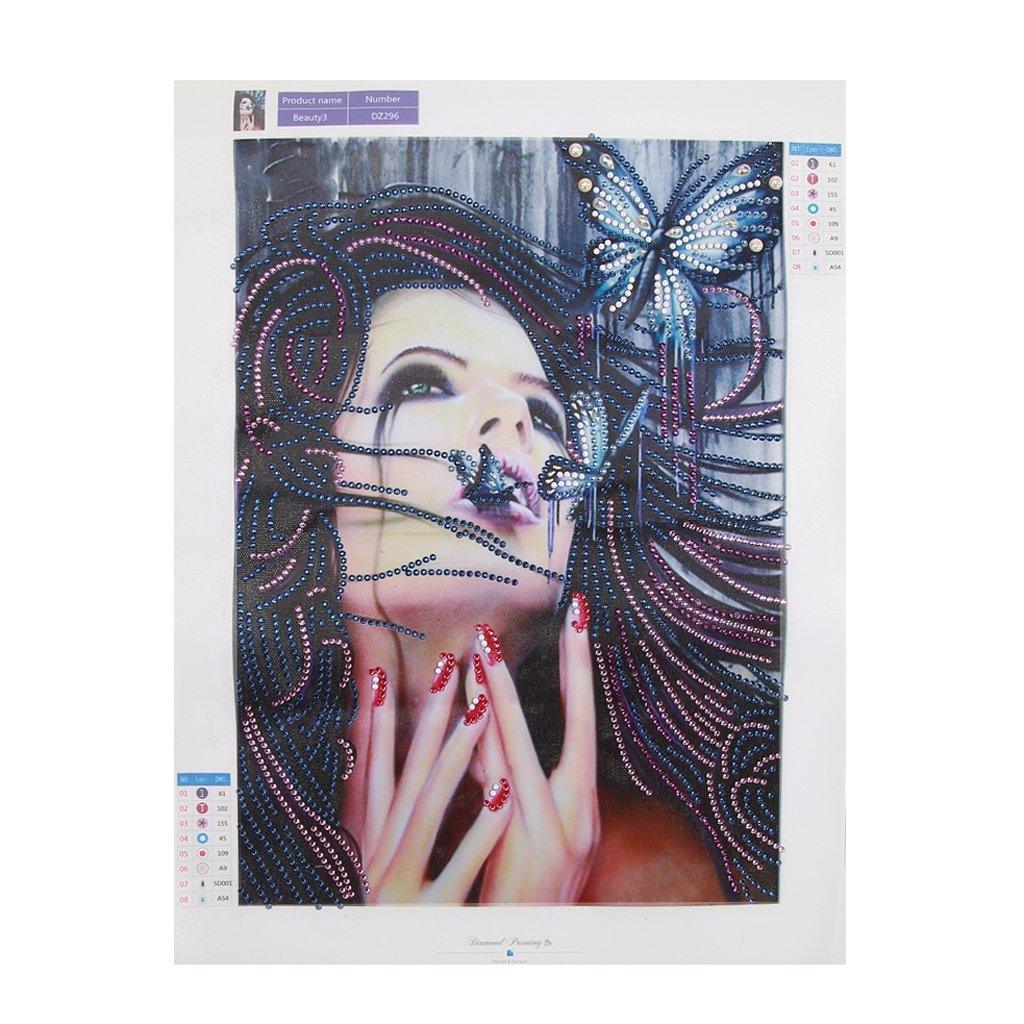 Schönheit mit Schmetterling - Spezial Diamond Painting - Diamond Painting