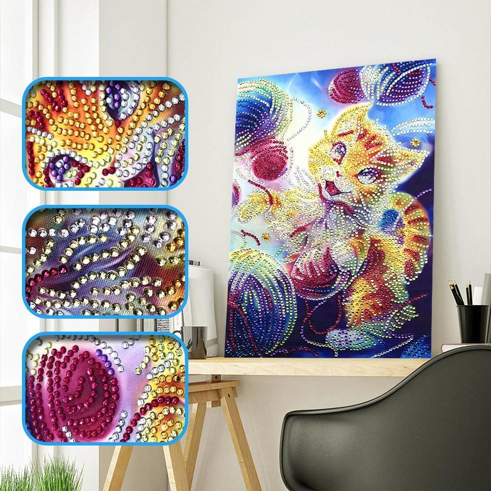 Entzückende Katze liebt es zu spielen - Spezial Diamond Painting - Diamond Painting