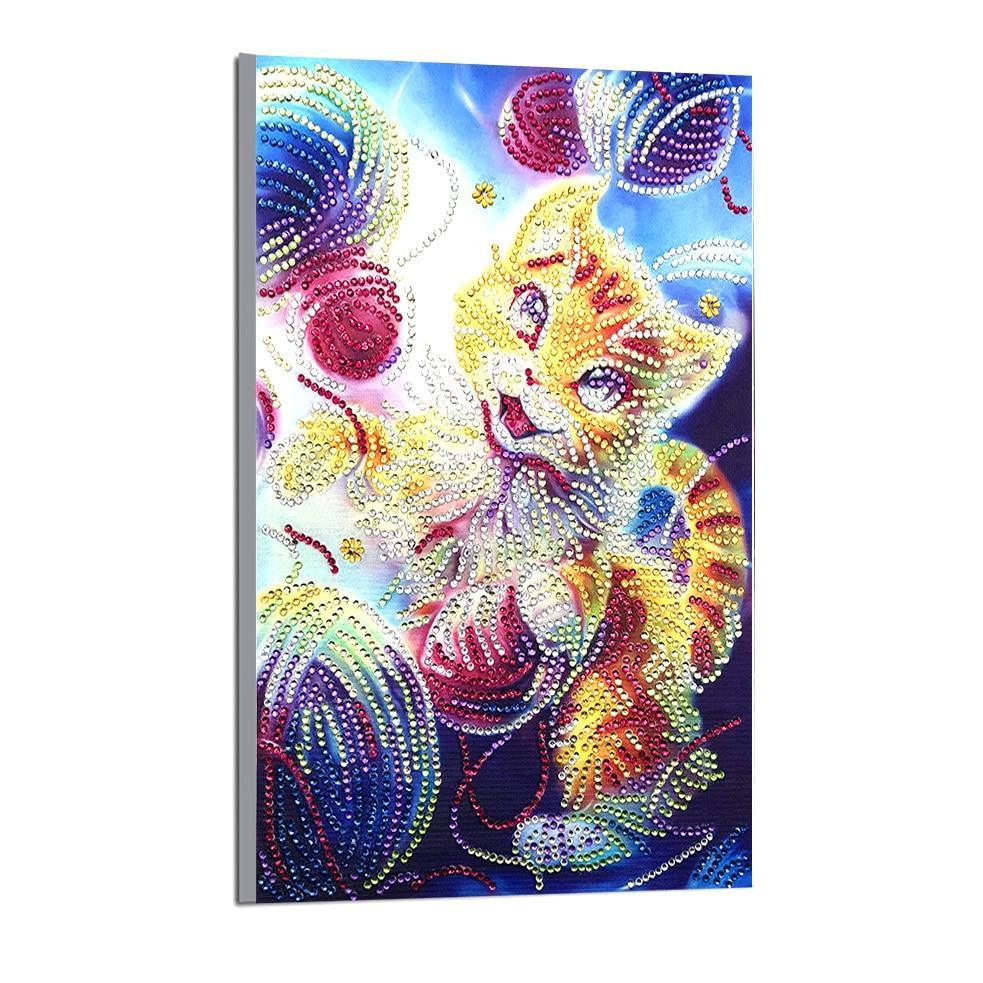 Entzückende Katze liebt es zu spielen - Spezial Diamond Painting - Diamond Painting