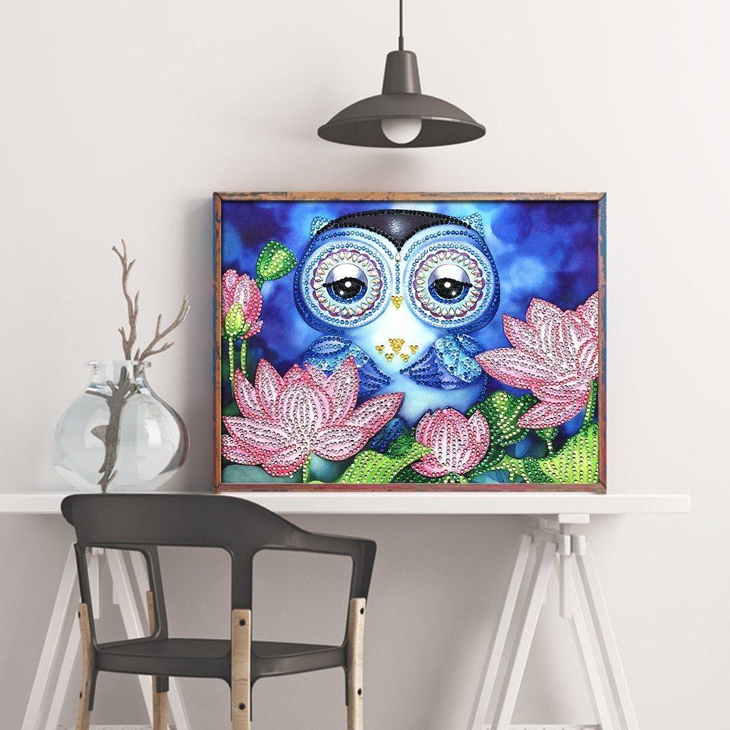 Lotus-Eule - Spezial Diamond Painting - Diamond Painting