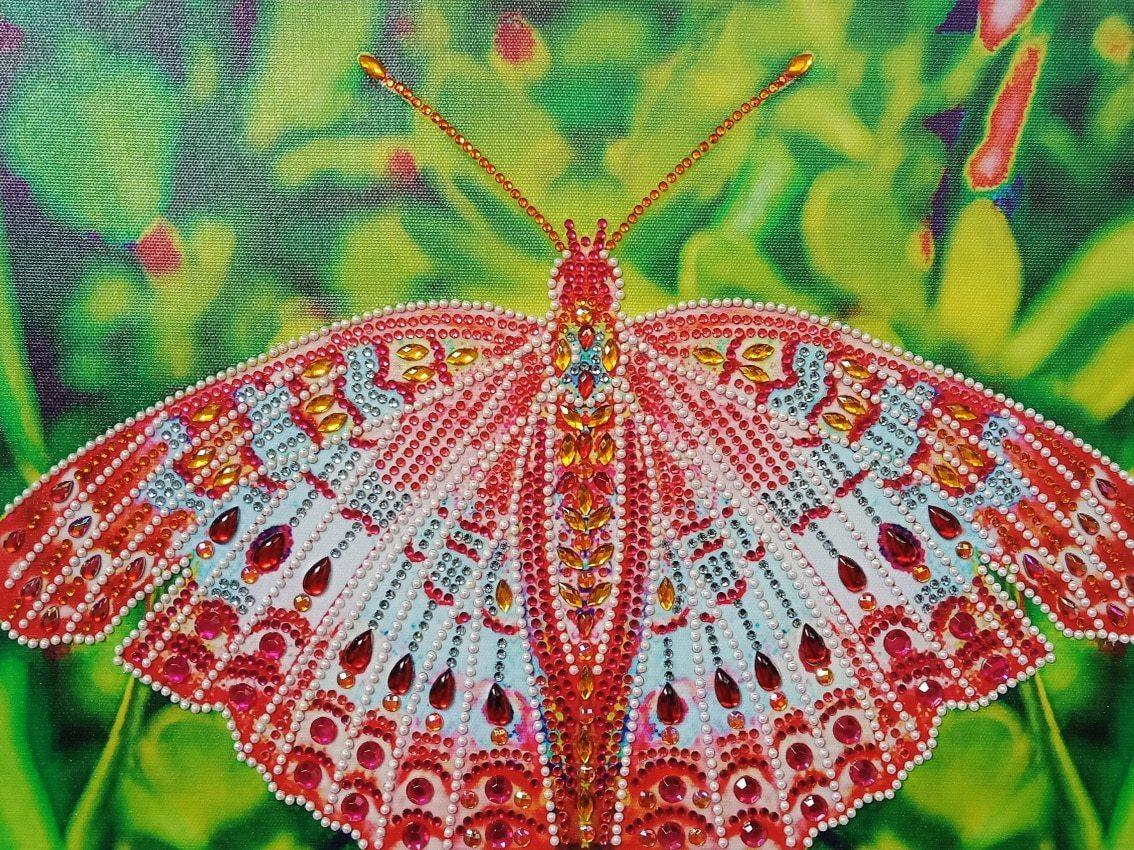 Ein roter Monarchfalter - Spezial Diamond Painting - Diamond Painting