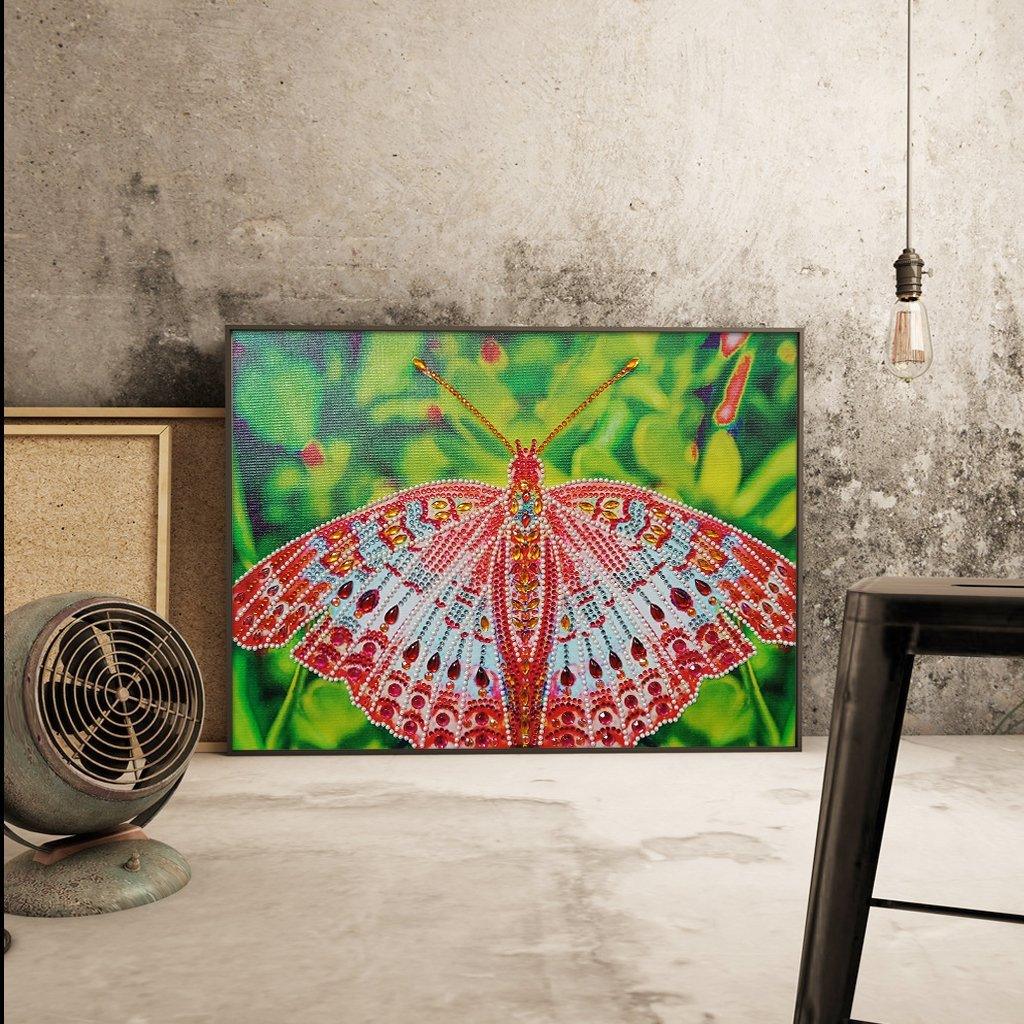 Ein roter Monarchfalter - Spezial Diamond Painting - Diamond Painting