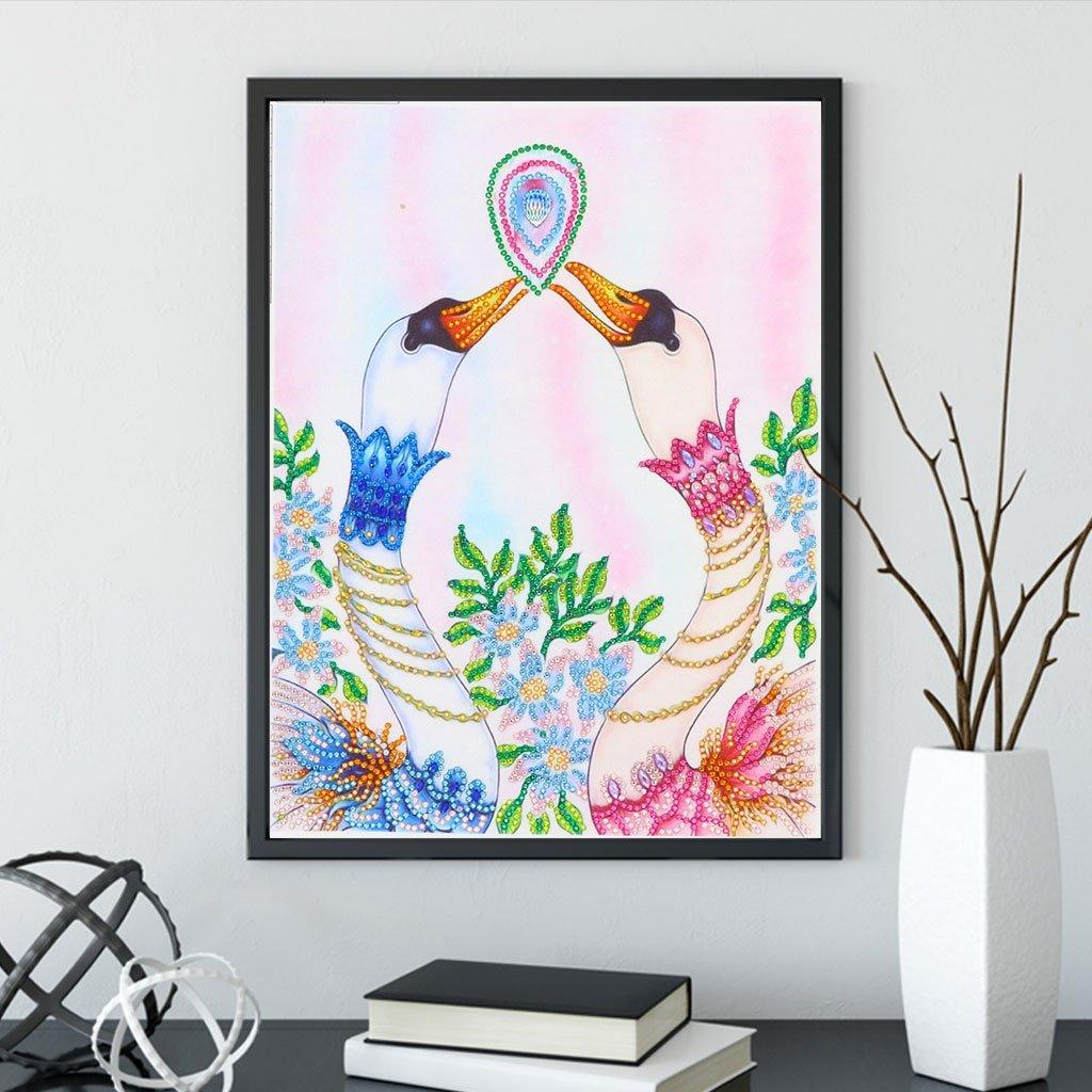 Verliebte Schwäne - Spezial Diamond Painting - Diamond Painting
