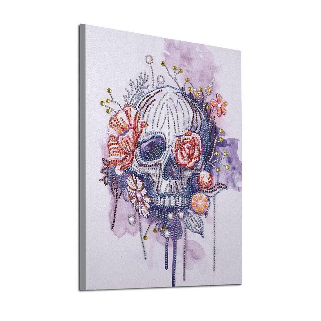 Blumenknochenschädel - Spezial Diamond Painting - Diamond Painting