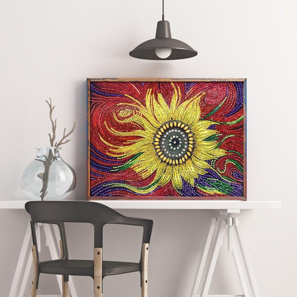 Abstrakte Sonnenblume - Spezial Diamond Painting - Diamond Painting