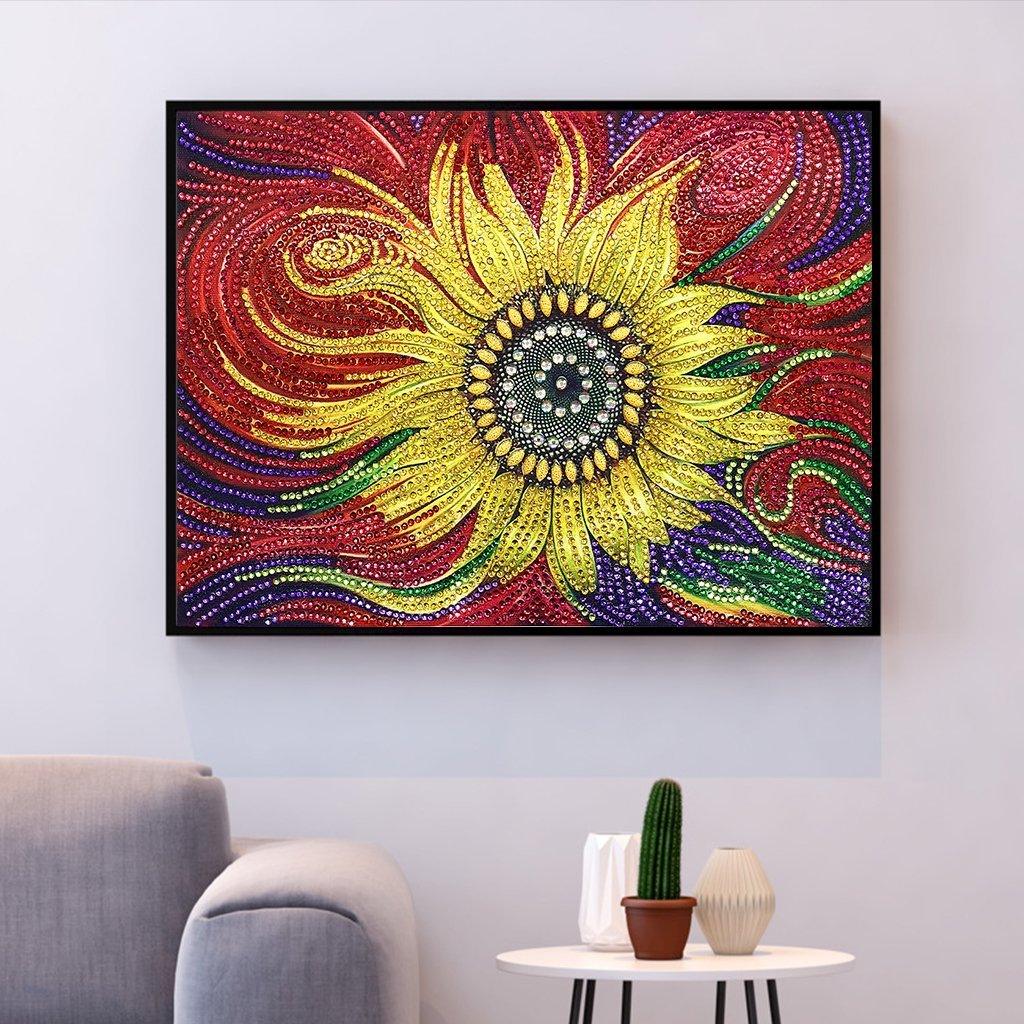 Abstrakte Sonnenblume - Spezial Diamond Painting - Diamond Painting