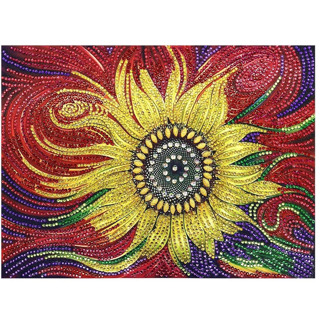 Abstrakte Sonnenblume - Spezial Diamond Painting - Diamond Painting