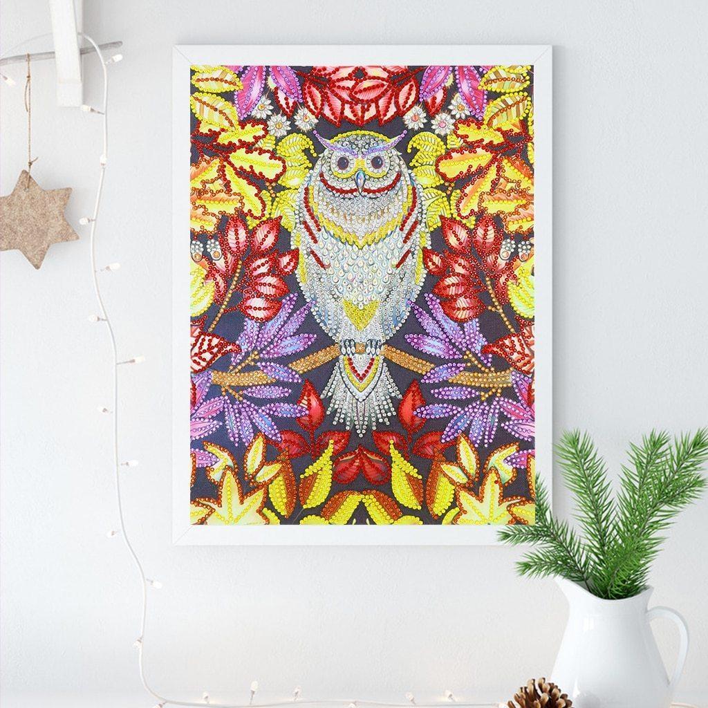 Blumen eule - Spezial Diamond Painting - Diamond Painting