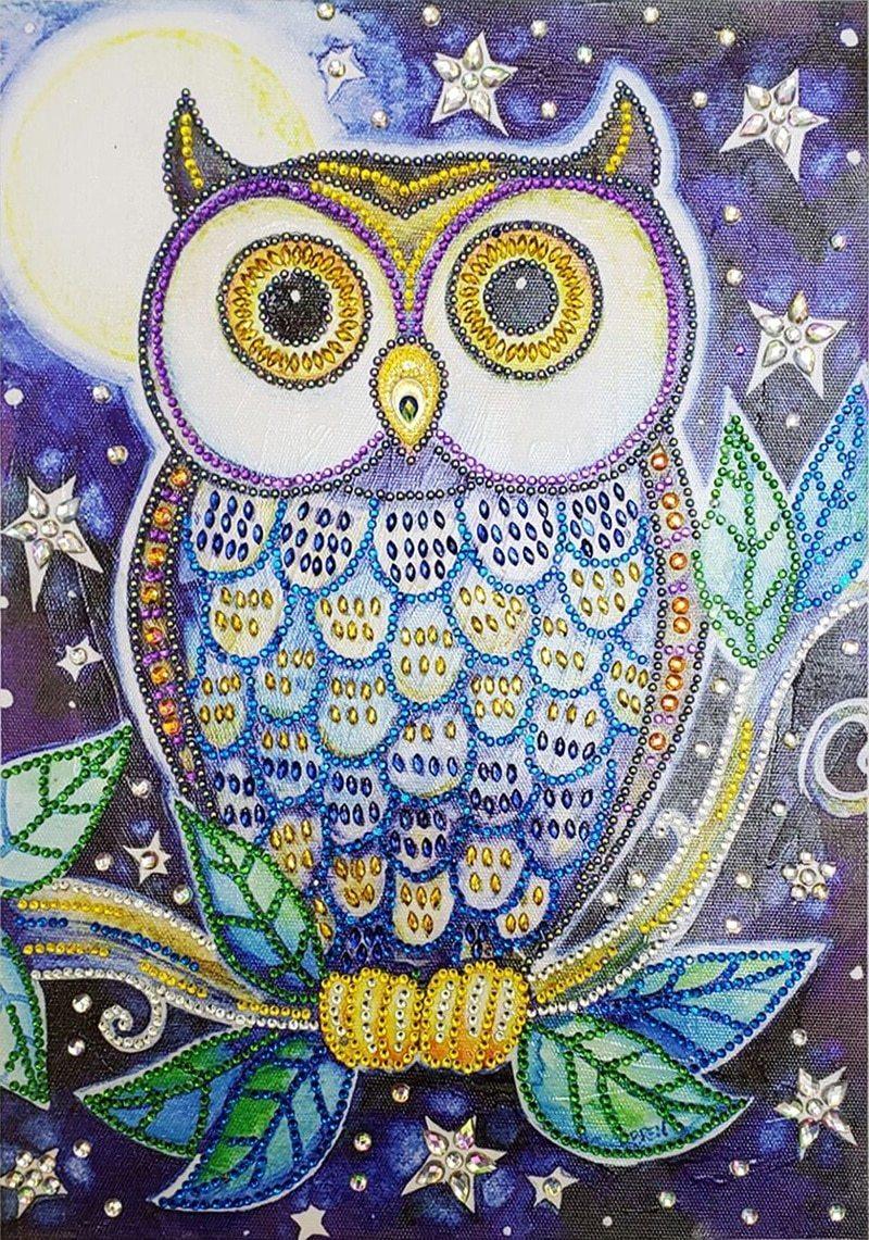 Eule mit großen Augen - Spezial Diamond Painting - Diamond Painting