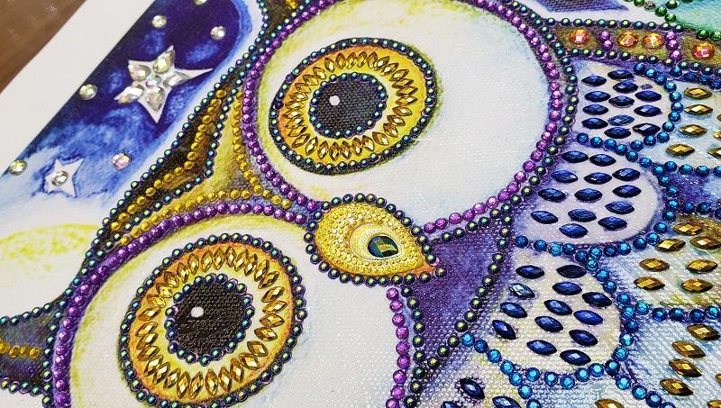 Eule mit großen Augen - Spezial Diamond Painting - Diamond Painting