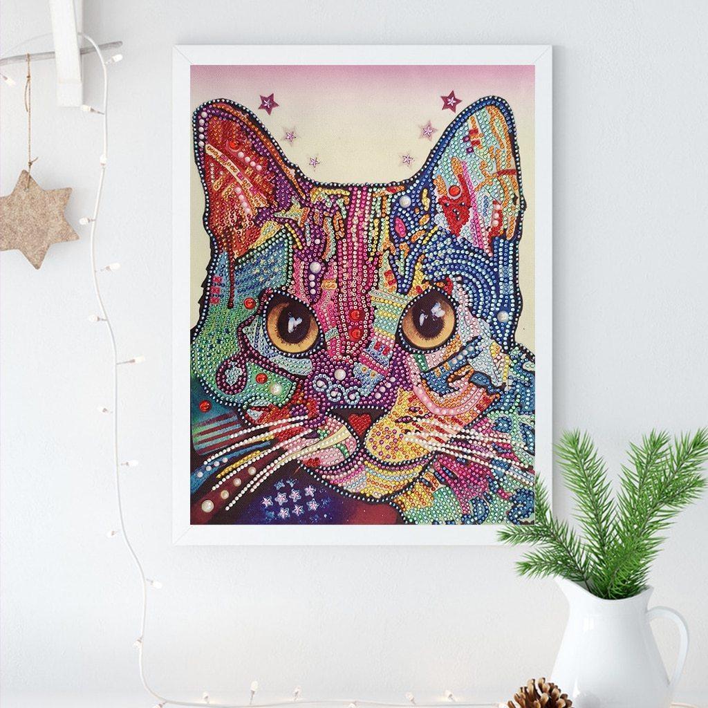 Künstlerische Katze - Spezial Diamond Painting - Diamond Painting