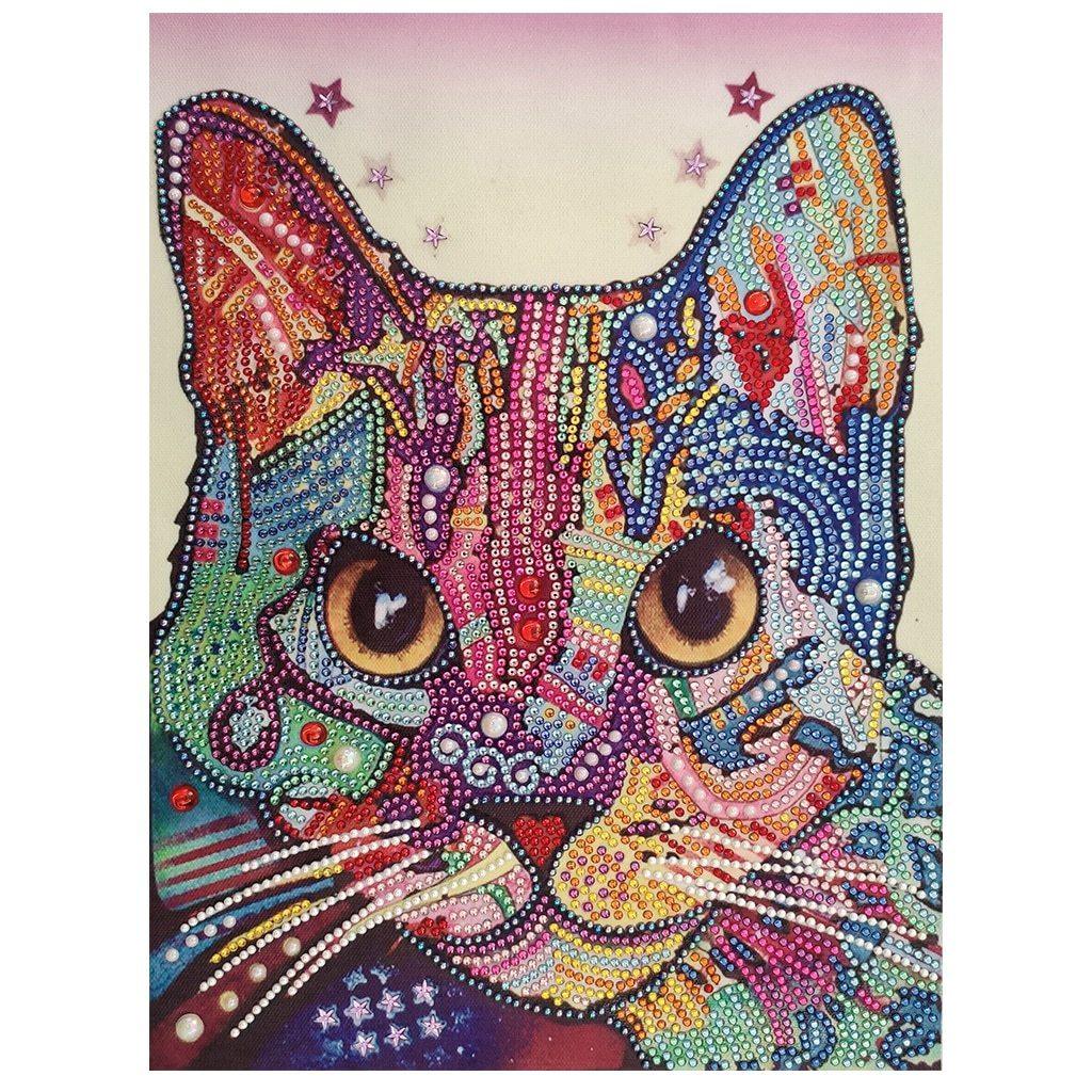 Künstlerische Katze - Spezial Diamond Painting - Diamond Painting