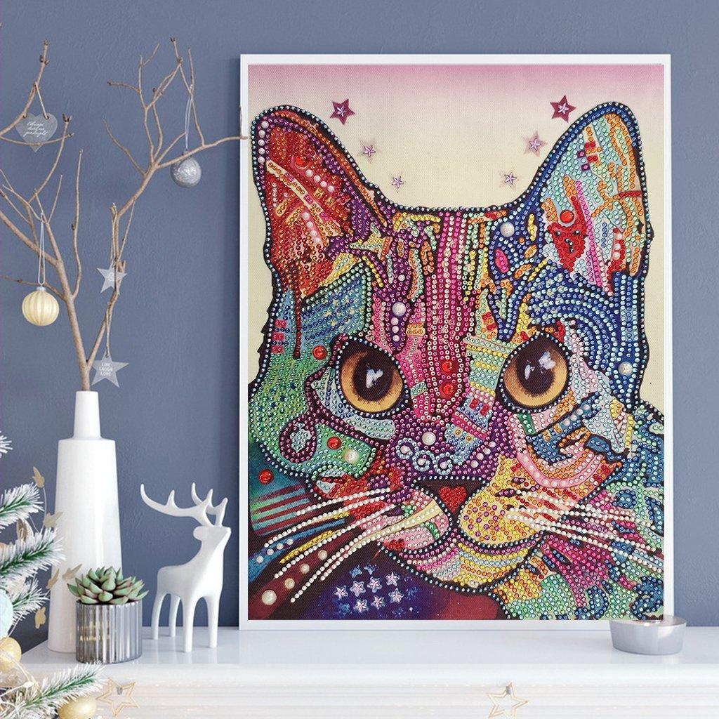 Künstlerische Katze - Spezial Diamond Painting - Diamond Painting