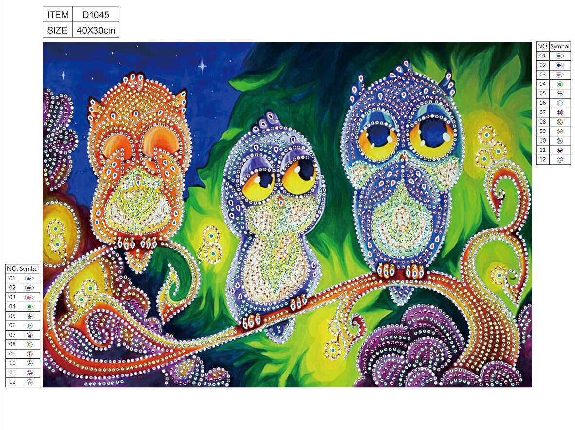 Cartoon-Eule - Spezial Diamond Painting - Diamond Painting