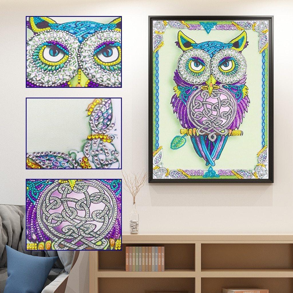 Lila Eule - Spezial Diamond Painting - Diamond Painting