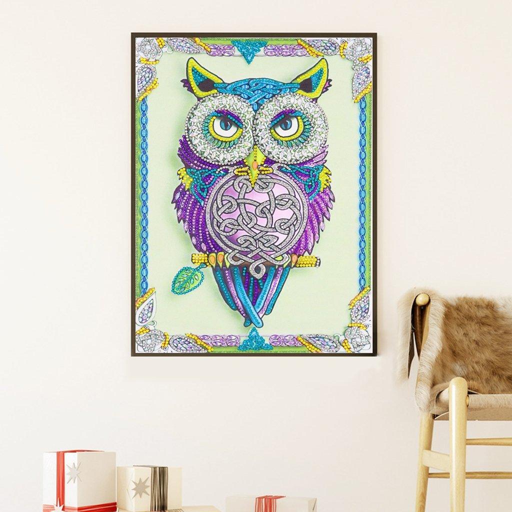 Lila Eule - Spezial Diamond Painting - Diamond Painting