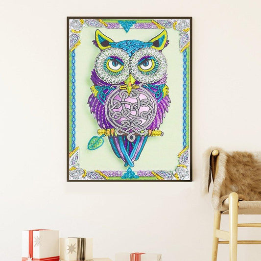 Lila Eule - Spezial Diamond Painting - Diamond Painting