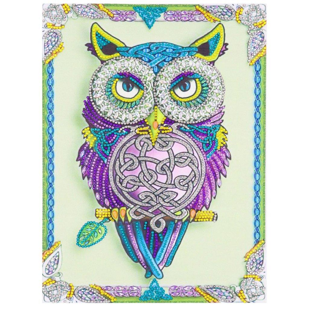 Lila Eule - Spezial Diamond Painting - Diamond Painting