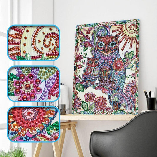 Abstrakte Eulenfamilie - Spezial Diamond Painting - Diamond Painting