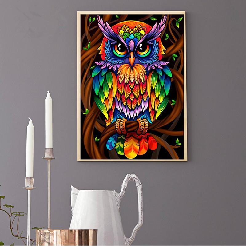 Regenbogen-Eule - Spezial Diamond Painting - Diamond Painting