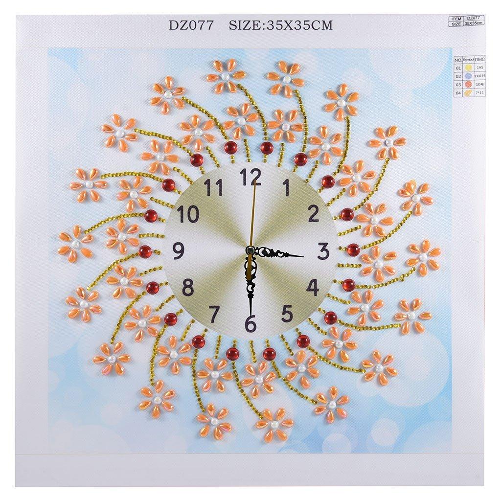 Blumen-Wanduhr - Spezial Diamond Painting - Diamond Painting