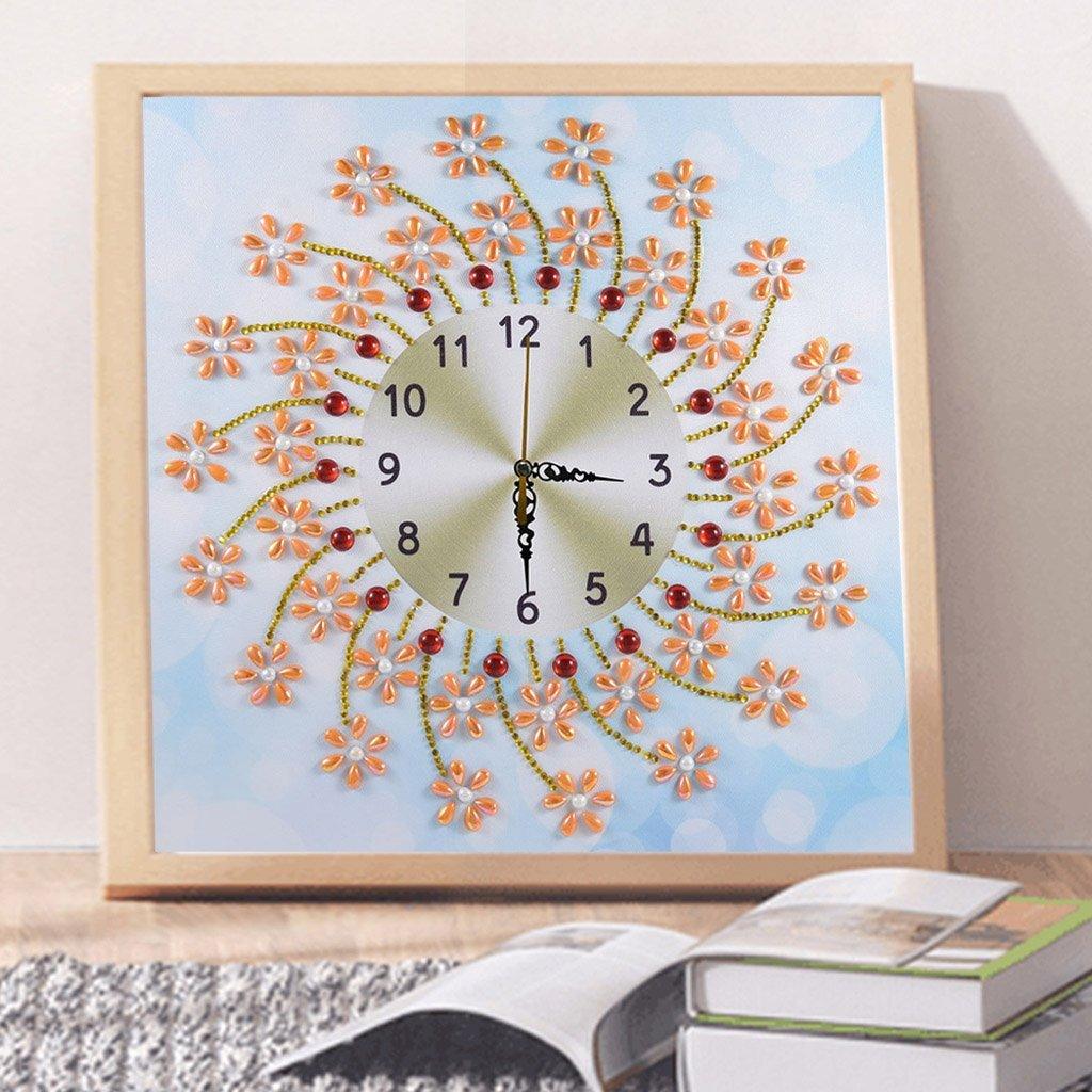 Blumen-Wanduhr - Spezial Diamond Painting - Diamond Painting