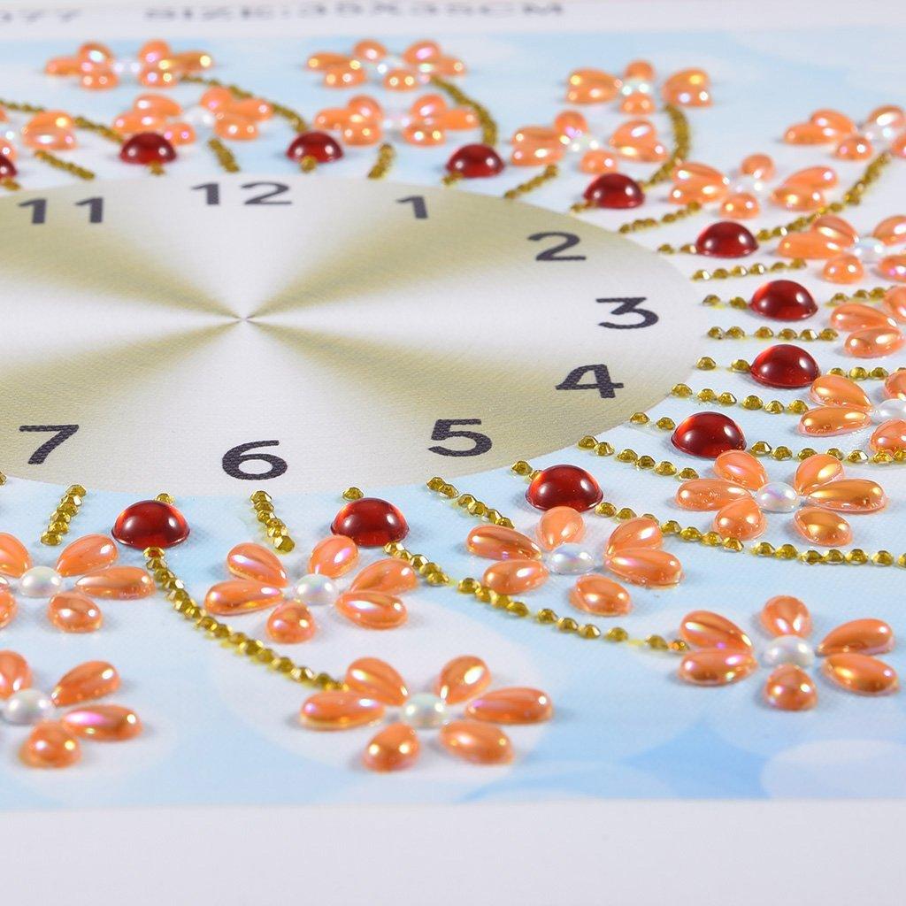 Blumen-Wanduhr - Spezial Diamond Painting - Diamond Painting