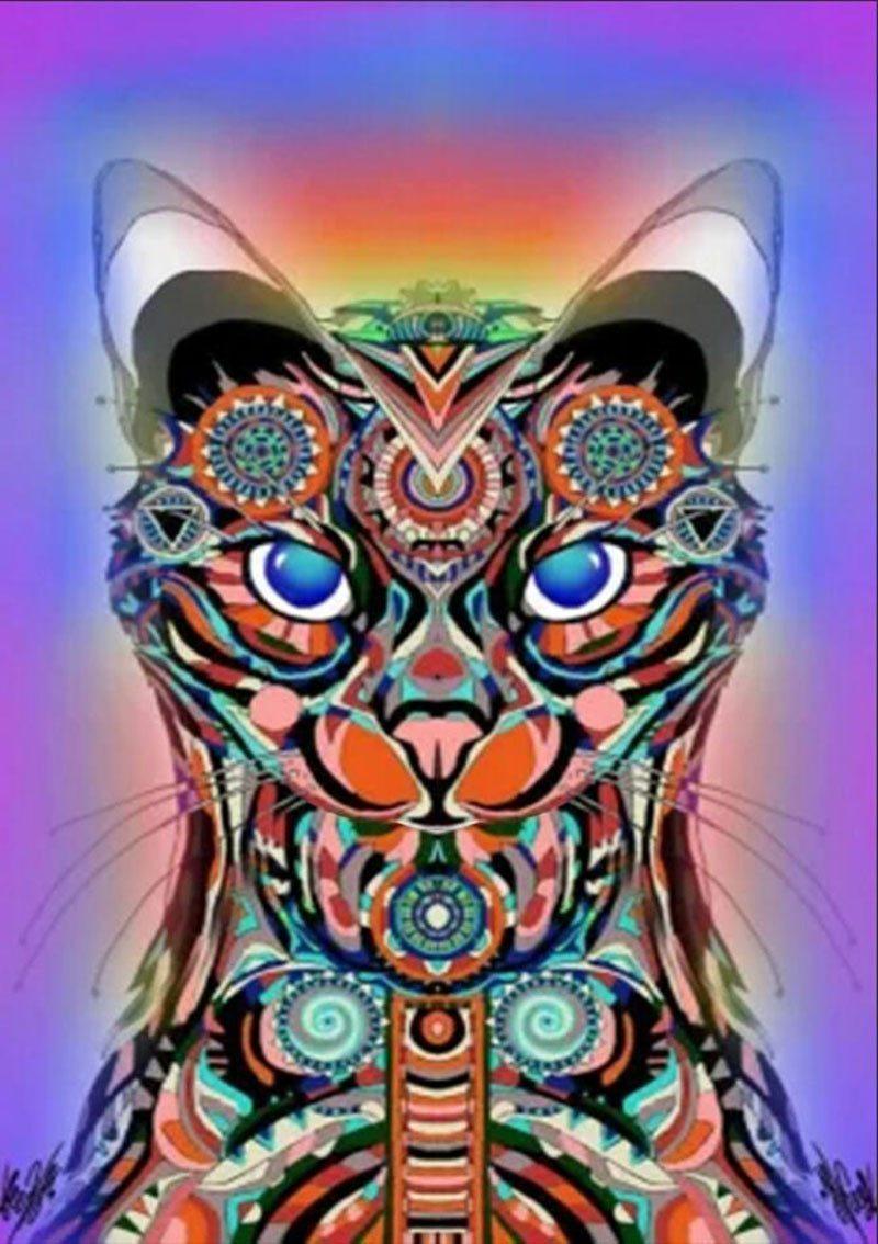 Abstrakte Katze - Spezial Diamond Painting - Diamond Painting
