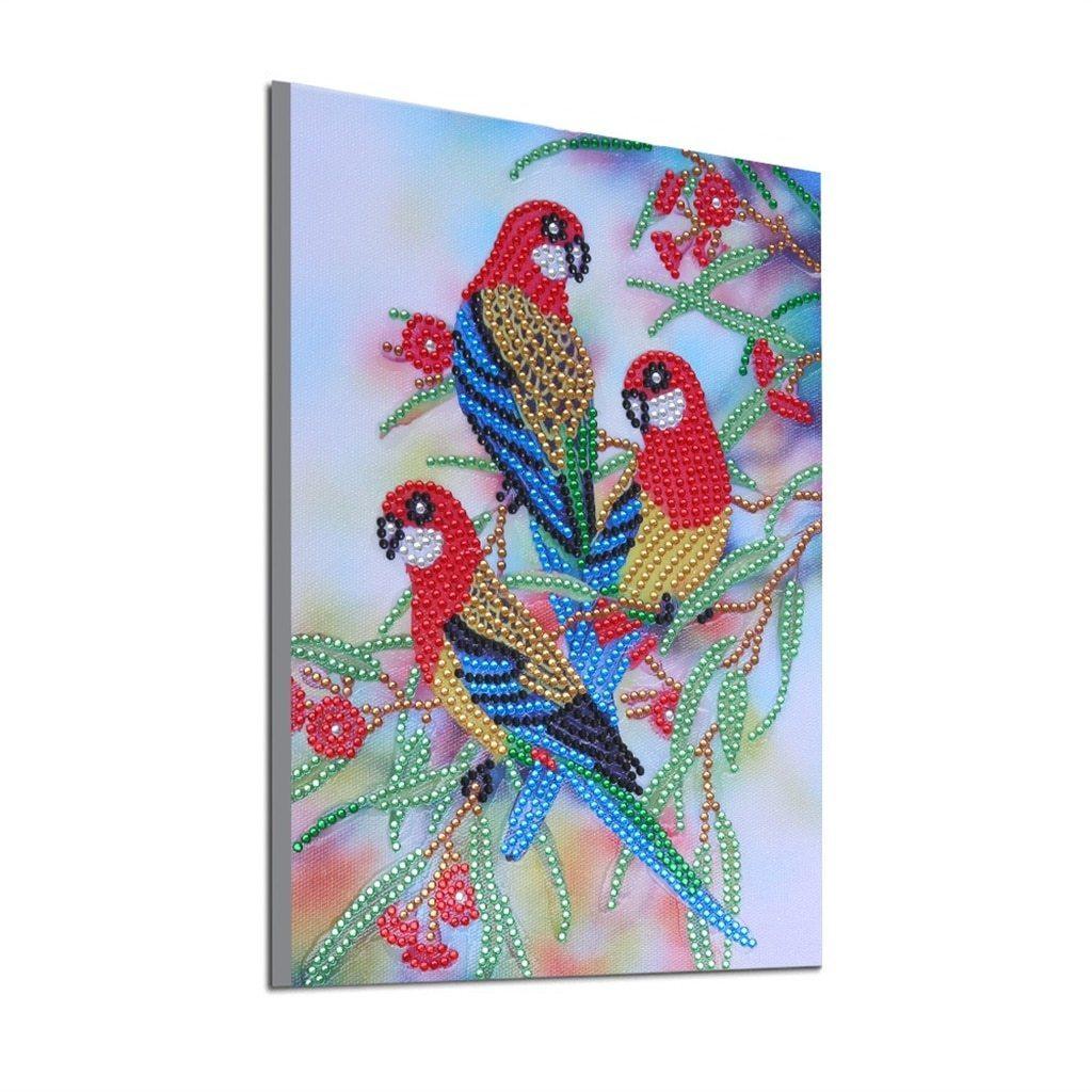 Papageien am Baum - Spezial Diamond Painting - Diamond Painting