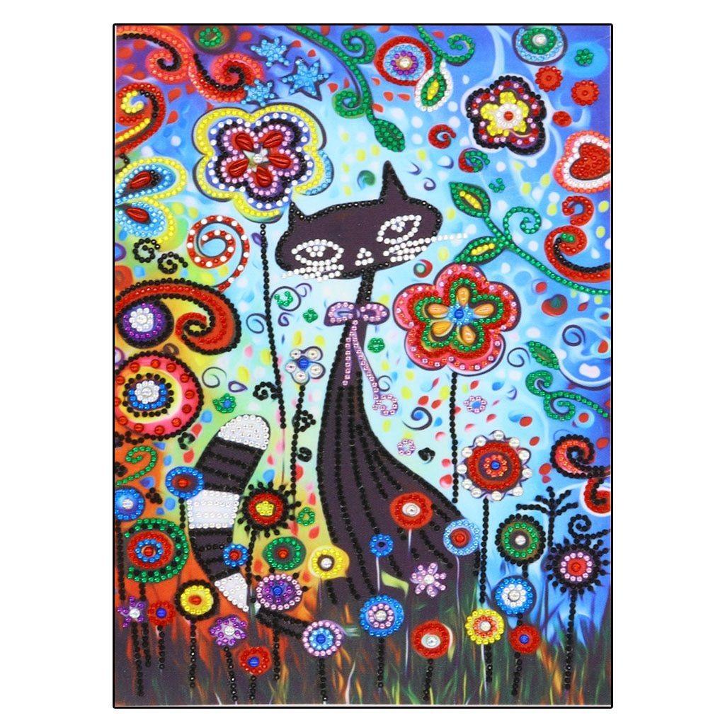 Animierte schwarze Katze - Spezial Diamond Painting - Diamond Painting