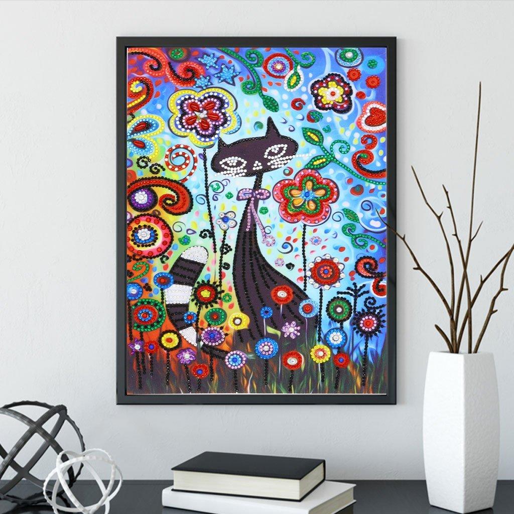 Animierte schwarze Katze - Spezial Diamond Painting - Diamond Painting