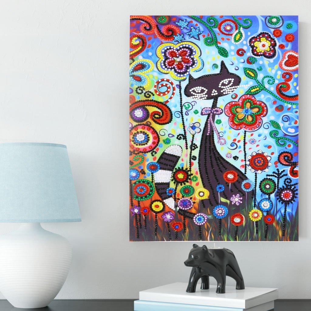 Animierte schwarze Katze - Spezial Diamond Painting - Diamond Painting