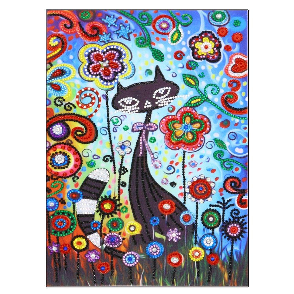Animierte schwarze Katze - Spezial Diamond Painting - Diamond Painting
