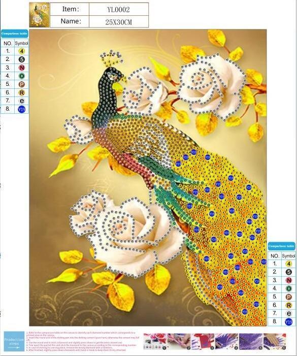 Goldener Pfau - Spezial Diamond Painting - Diamond Painting