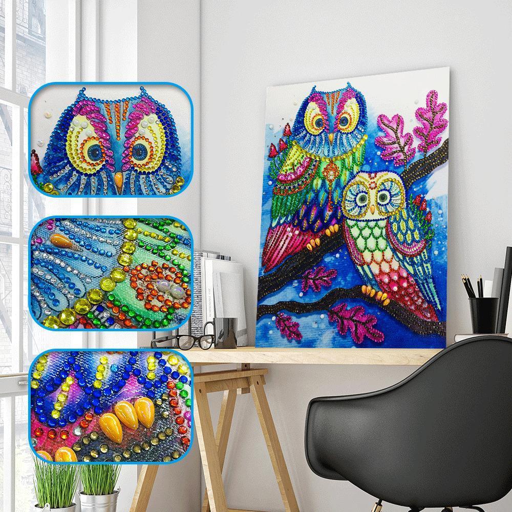 Bunte Eulen - Spezial Diamond Painting - Diamond Painting