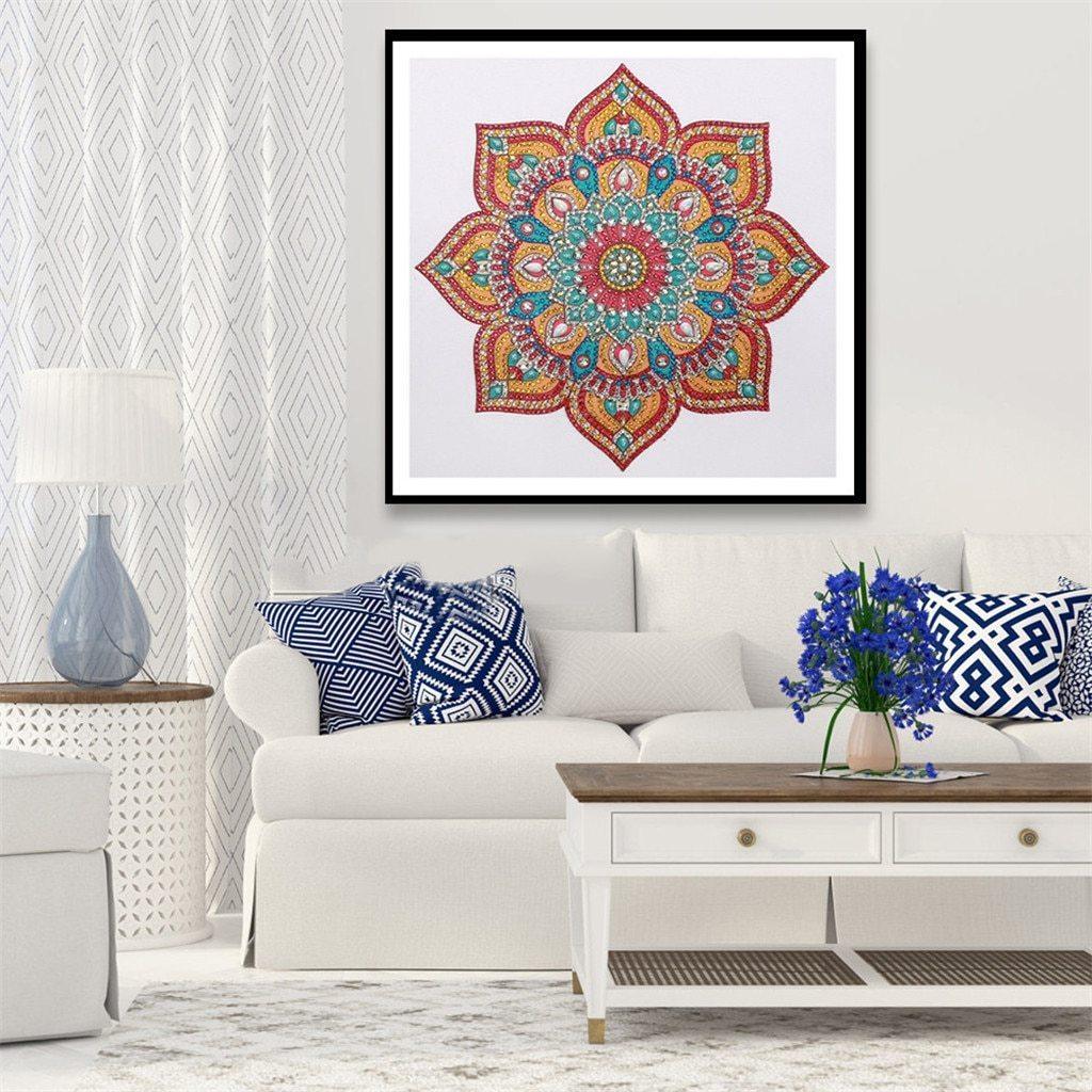 Bunte Mandala Blumen Spezial Diamond Painting - Diamond Painting