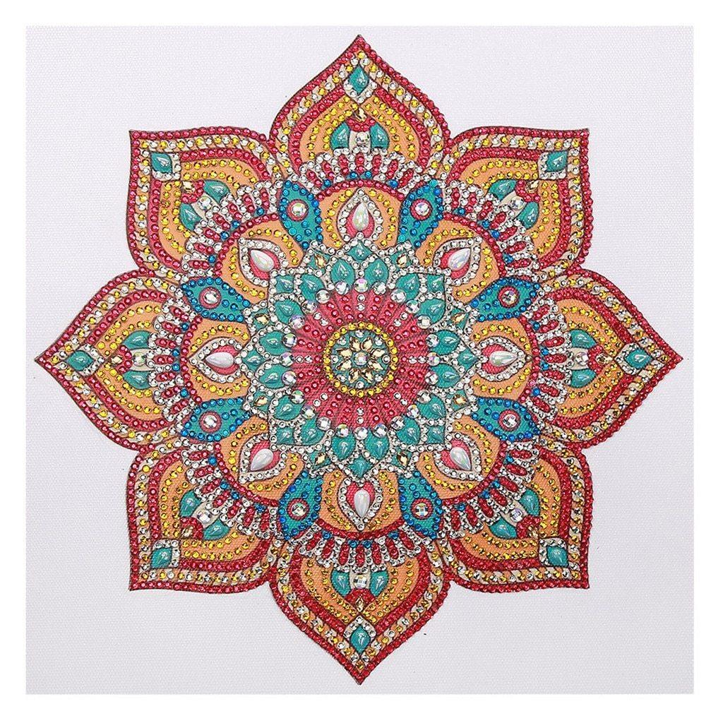 Bunte Mandala Blumen Spezial Diamond Painting - Diamond Painting