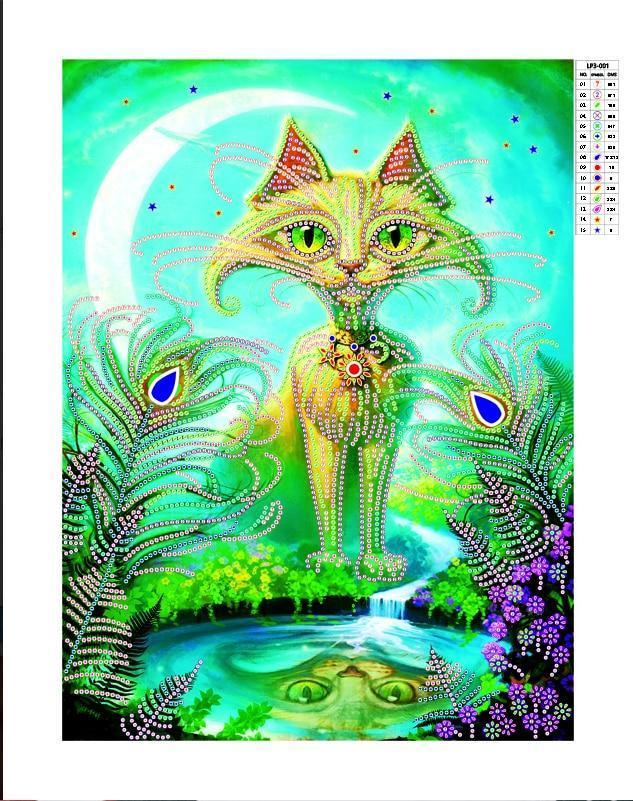 Bunte Katze - Spezial Diamond Painting - Diamond Painting