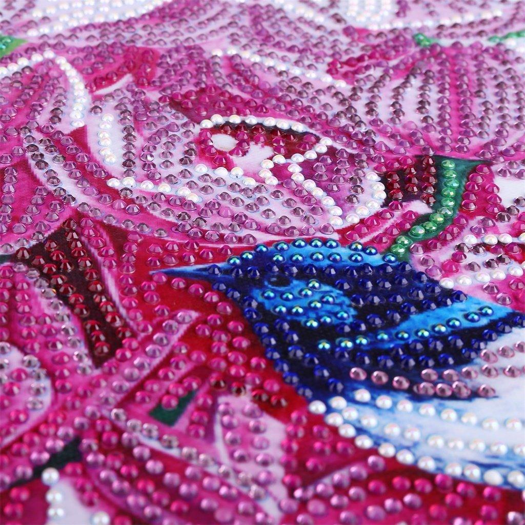 Vögel zwitschern auf rosa Blumen - Diamond Painting