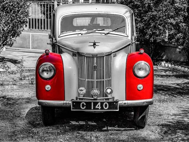 Rot & Silber Oldtimer - diamond painting - Diamond Painting