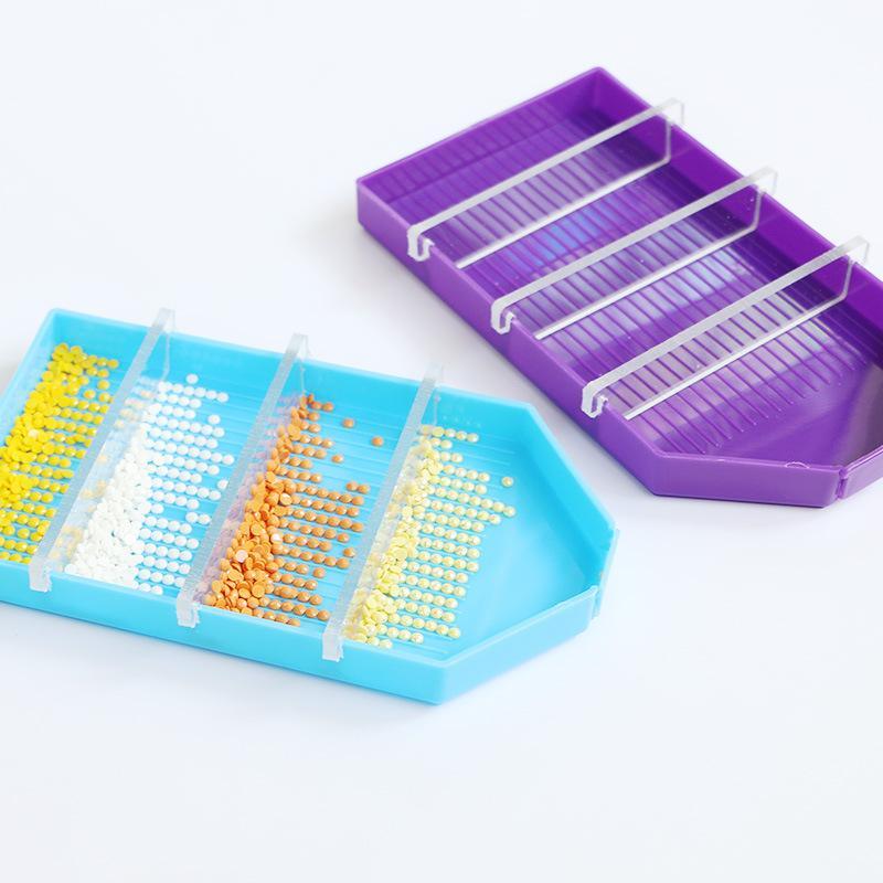 Vierfach-Diamant-Maltablett mit Pinsel - Diamond Painting